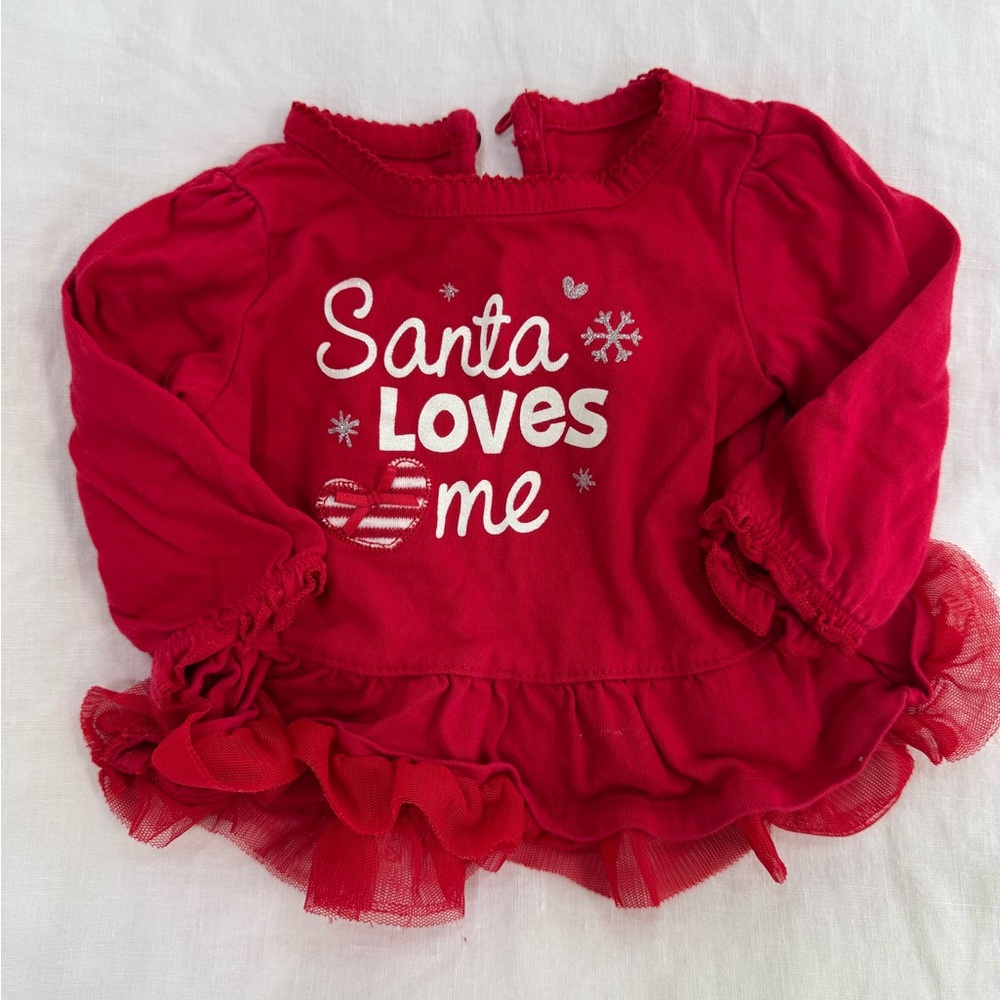 Small Wonders Red Santa Loves Me Christmas Baby Shirt Blouse